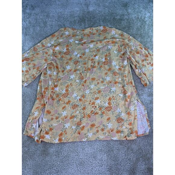Pink Rose Womens Open Blouse Sz M Floral Rayon D588 - Picture 3 of 9